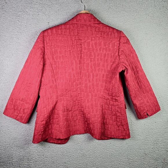 Preston York Red Zip Front Textured Blazer Jacket Size 12 Workwear Stretch Lined - Picture 2 of 13